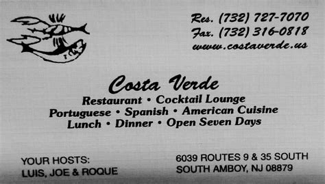 Costa verde menu sayreville nj  Costa VerdeCosta Verde, Sayreville, New Jersey